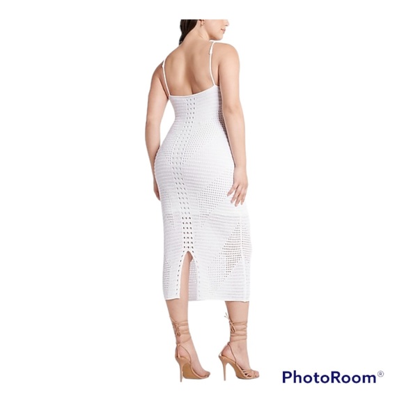 NWT Express Crochet V-Neck Midi Sweater Dress - Picture 5 of 8